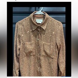 Anthropologie, rose gold sequin top, M